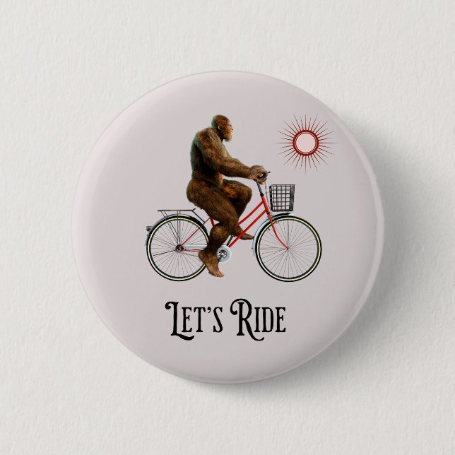 Funny Bigfoot Cycling Adventure Retro Button (Front)