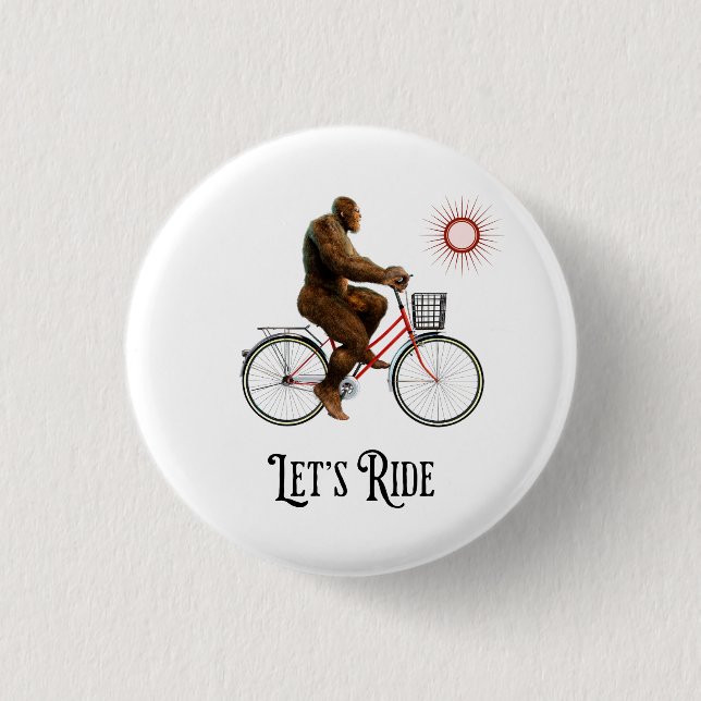 Funny Bigfoot Cycling Adventure Retro Button (Front)