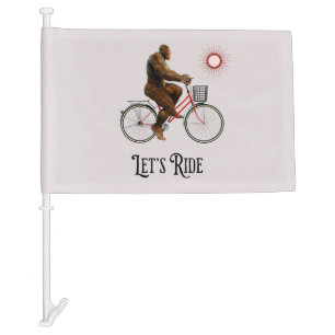 Funny Bigfoot Cycling Adventure Retro Car Flag