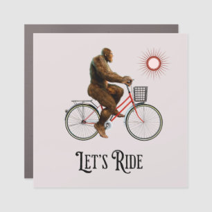 Funny Bigfoot Cycling Adventure Retro Car Magnet
