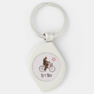 Funny Bigfoot Cycling Adventure Retro Keychain