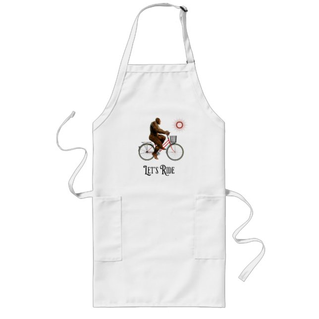 Funny Bigfoot Cycling Adventure Retro Long Apron (Front)