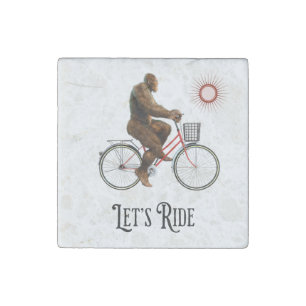 Funny Bigfoot Cycling Adventure Retro Stone Magnet