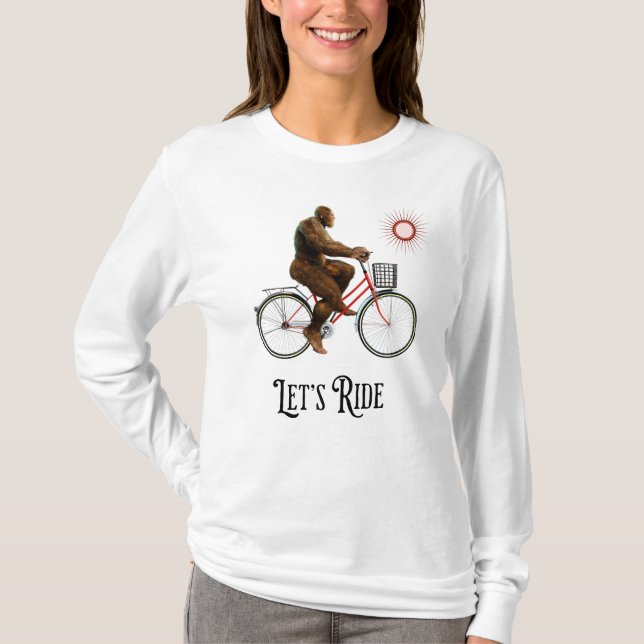 Funny Bigfoot Cycling Adventure Retro T-Shirt (Front)