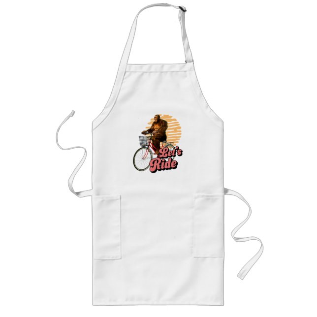 Funny Bigfoot Cycling, Let’s Ride Long Apron (Front)