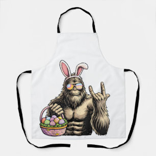 Funny Bigfoot Easter Egg Rock Sasquatch Easter Day Apron