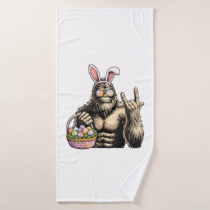 Funny Bigfoot Easter Egg Rock Sasquatch Easter Day Bath Towel