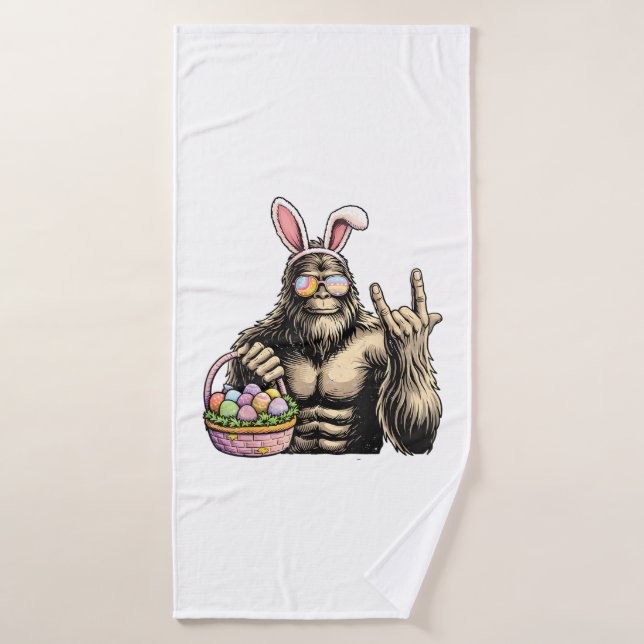 Funny Bigfoot Easter Egg Rock Sasquatch Easter Day Bath Towel (Bath Towel)