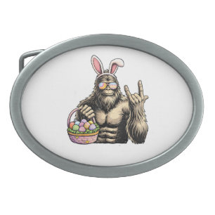 Funny Bigfoot Easter Egg Rock Sasquatch Easter Day Belt Buckle