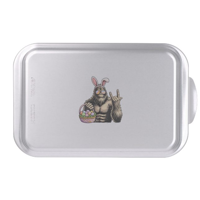 Funny Bigfoot Easter Egg Rock Sasquatch Easter Day Cake Pan (Front)