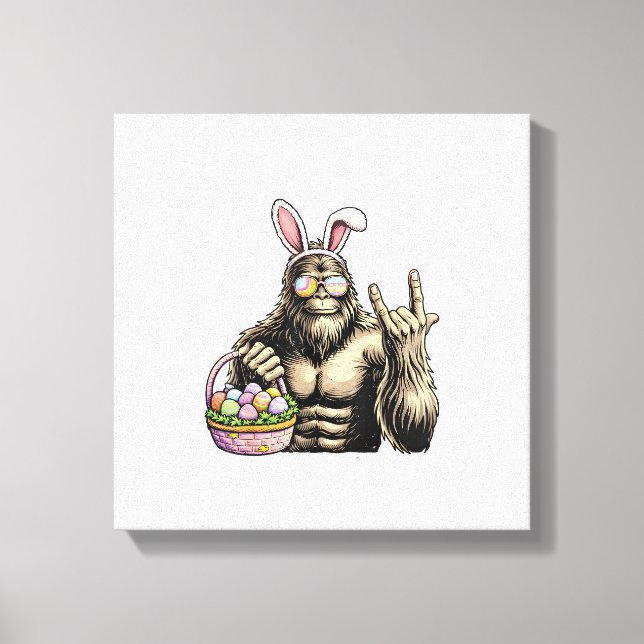 Funny Bigfoot Easter Egg Rock Sasquatch Easter Day Canvas Print (Front)