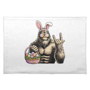 Funny Bigfoot Easter Egg Rock Sasquatch Easter Day Cloth Placemat