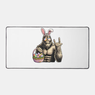 Funny Bigfoot Easter Egg Rock Sasquatch Easter Day Desk Mat