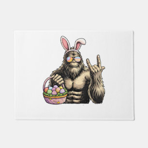 Funny Bigfoot Easter Egg Rock Sasquatch Easter Day Doormat