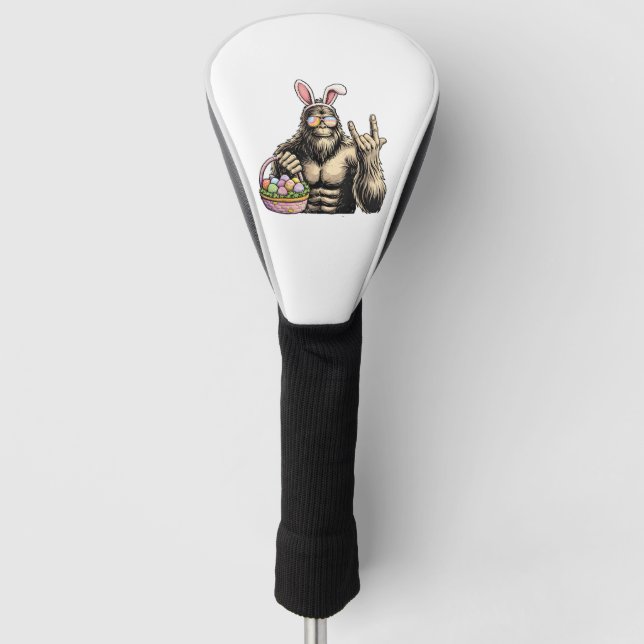 Funny Bigfoot Easter Egg Rock Sasquatch Easter Day Golf Head Cover (Front)