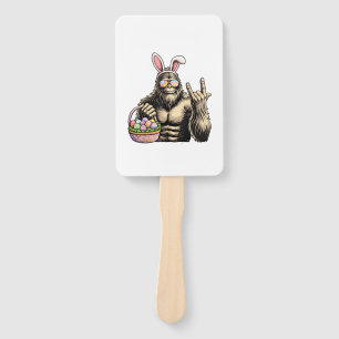 Funny Bigfoot Easter Egg Rock Sasquatch Easter Day Hand Fan