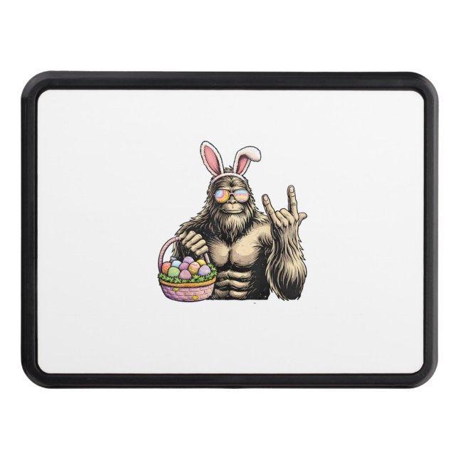 Funny Bigfoot Easter Egg Rock Sasquatch Easter Day Hitch Cover (Front)