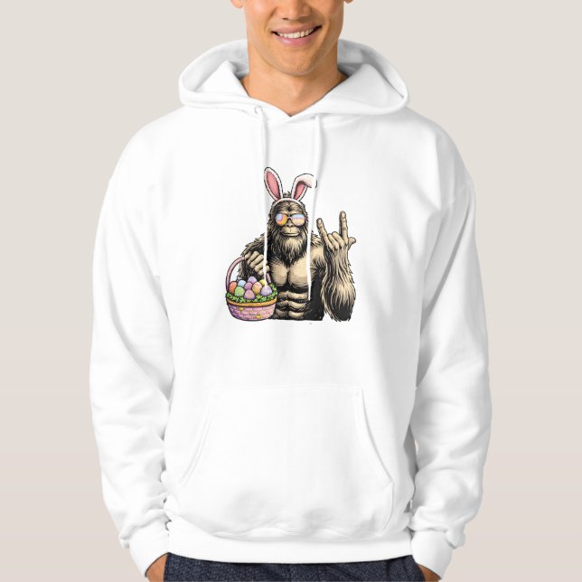 Funny Bigfoot Easter Egg Rock Sasquatch Easter Day Hoodie (Front)