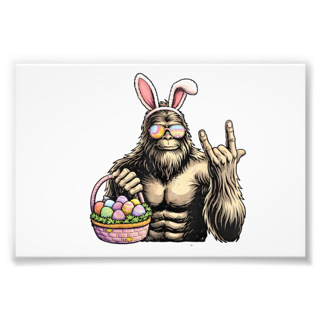 Funny Bigfoot Easter Egg Rock Sasquatch Easter Day Photo Print (Front)