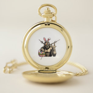 Funny Bigfoot Easter Egg Rock Sasquatch Easter Day Pocket Watch