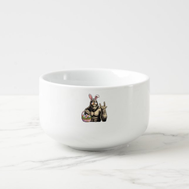 Funny Bigfoot Easter Egg Rock Sasquatch Easter Day Soup Mug (Front)