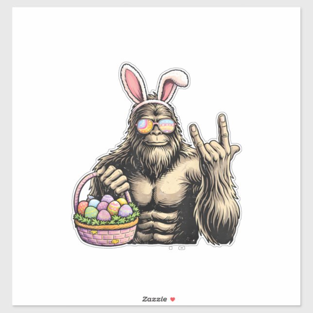 Funny Bigfoot Easter Egg Rock Sasquatch Easter Day Sticker (Sheet)