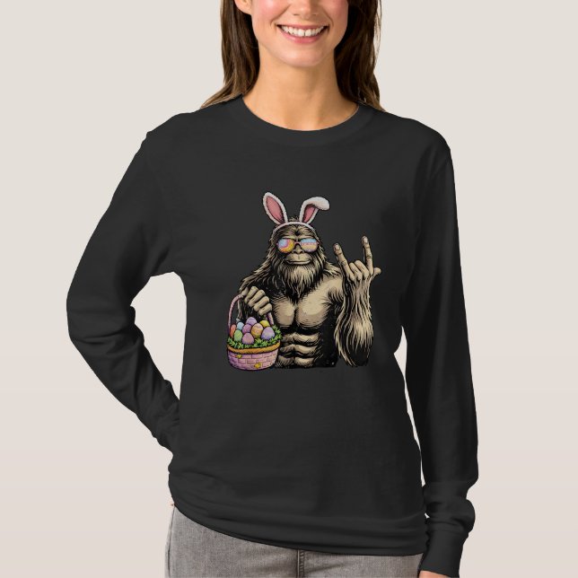 Funny Bigfoot Easter Egg Rock Sasquatch Easter Day T-Shirt (Front)