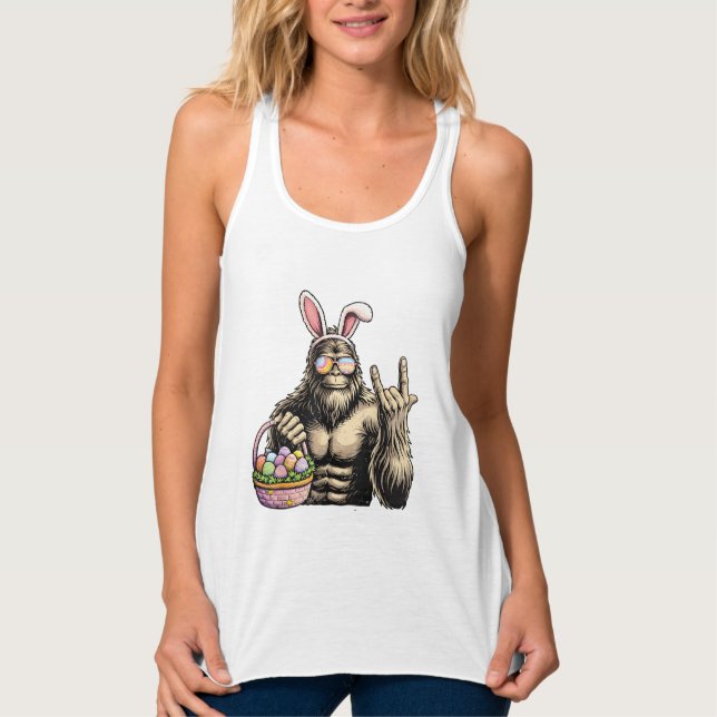 Funny Bigfoot Easter Egg Rock Sasquatch Easter Day Tank Top (Front)