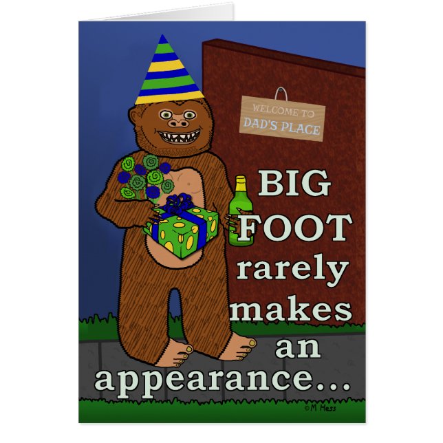 Funny Bigfoot Father's Day Pun Sasquatch Dad Card (Front)