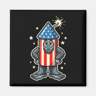 Funny bigfoot firework 4th of july sasquatch magnet