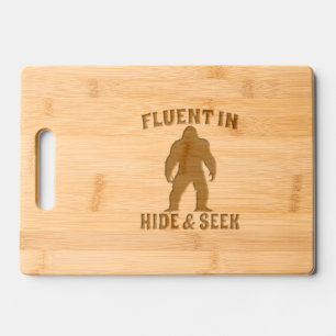 Funny Bigfoot - Fluent in Hide and Seek Engraved Cutting Board