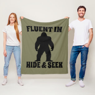 Funny Bigfoot - Fluent in Hide and Seek Fleece Blanket