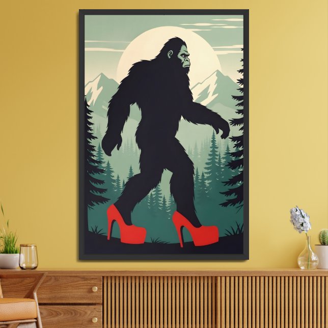 Funny Bigfoot Framed Art (Living Room)
