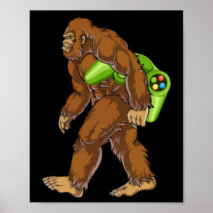 Funny Bigfoot Gamer Sasquatch Video Games Men Boys Poster