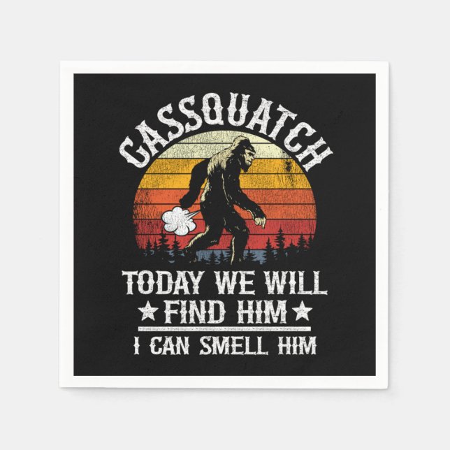 Funny Bigfoot Gassquatch Fart Sasquatch Vintage Napkins (Front)