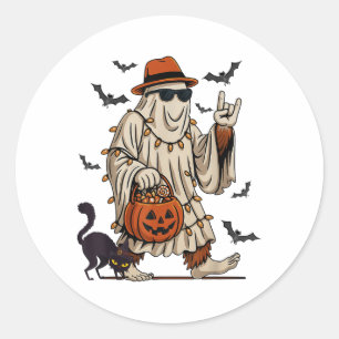 Funny Bigfoot Ghost Halloween Costume Sasquatch Bo Classic Round Sticker