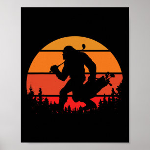 Funny Bigfoot Golf Retro Sasquatch Playing Golf Poster