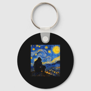 Funny Bigfoot Graphic Van Gogh Style Sasquatch Sta Keychain