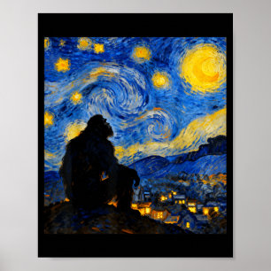 Funny Bigfoot Graphic Van Gogh Style Sasquatch Sta Poster