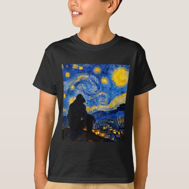 Funny Bigfoot Graphic Van Gogh Style Sasquatch Sta T-Shirt (Front)
