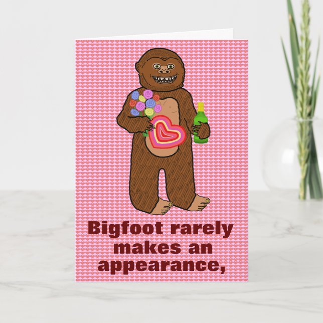 Funny Bigfoot Happy Birthday Pun Cartoon Sasquatch Holiday Card (Front)