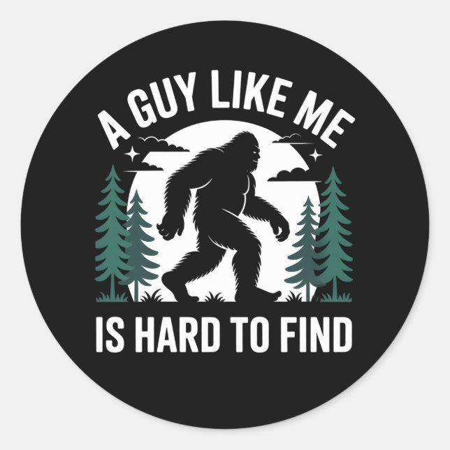 Funny Bigfoot Hiking Sasquatch Humor Men Classic Round Sticker (Front)
