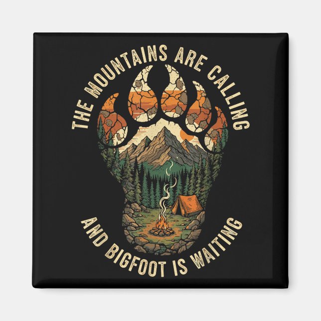Funny Bigfoot Hiking Team Sasquatch Camng Nature Magnet (Front)
