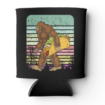 Funny Bigfoot Holding A Taco Can Cooler