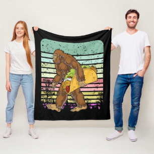 Funny Bigfoot Holding A Taco Fleece Blanket