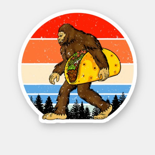 Funny Bigfoot Holding A Taco Impeach Joe Biden Ret Sticker
