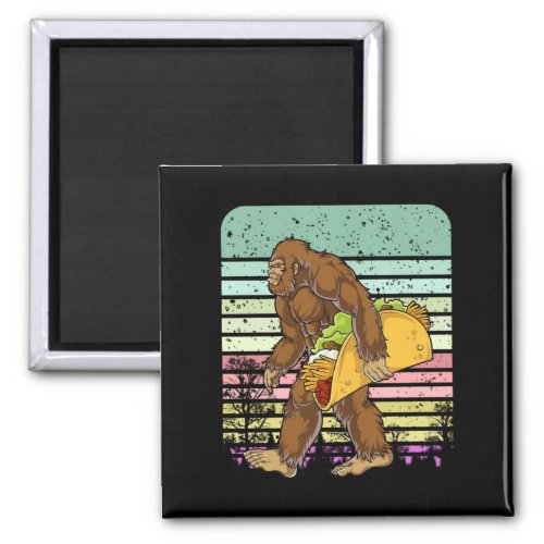 Funny Bigfoot Holding A Taco Magnet