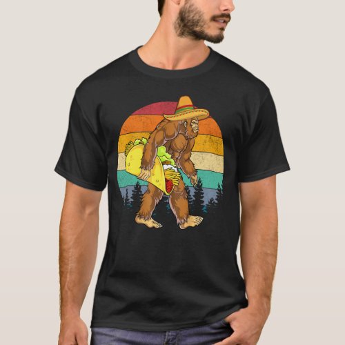 Funny Bigfoot Holding A Taco Tshirt Funny Taco Sh T_Shirt