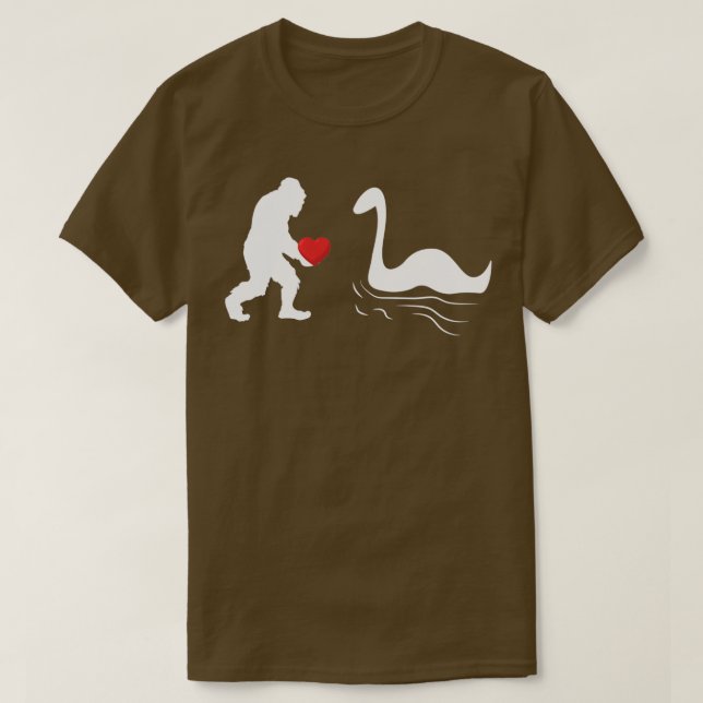 Funny Bigfoot Holding Heart For Valentines Day Sas T-Shirt (Design Front)
