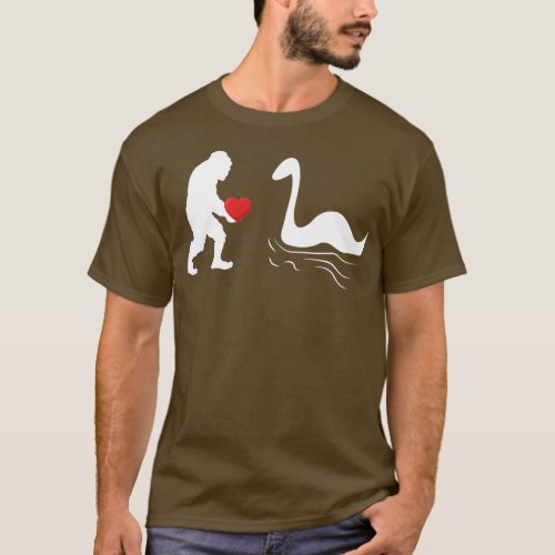 Funny Bigfoot Holding Heart For Valentines Day Sas T_Shirt